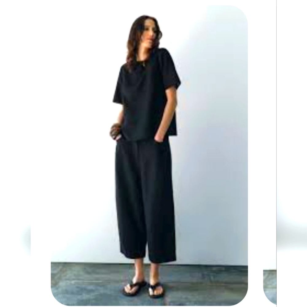 Zara 100% Linen Pants ZW Collection, Black, M, NWT